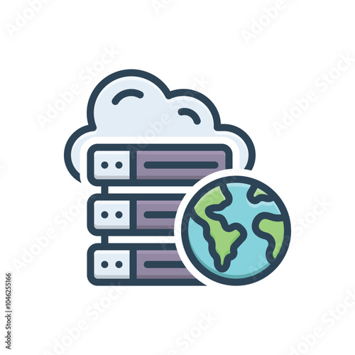 Color illustration icon for web server