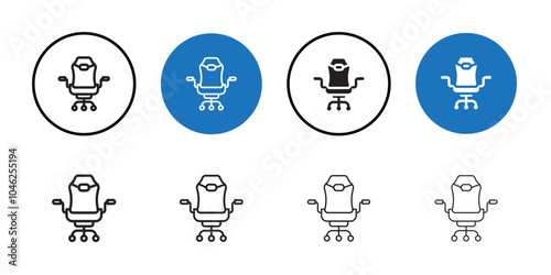 Office chair icon Black line art vector logo set