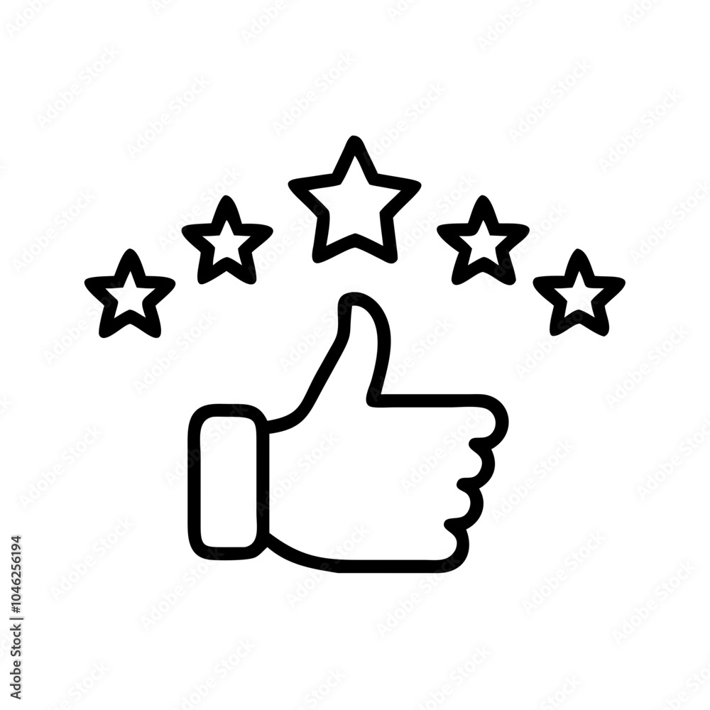 Thumb up with five star icon vector 