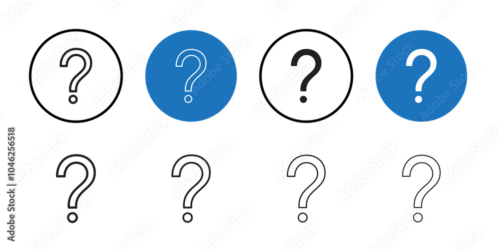 Question icon Black line art vector logo set Question icon Black line art vector logo set