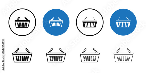 Shopping basket icon Black line art vector logo set