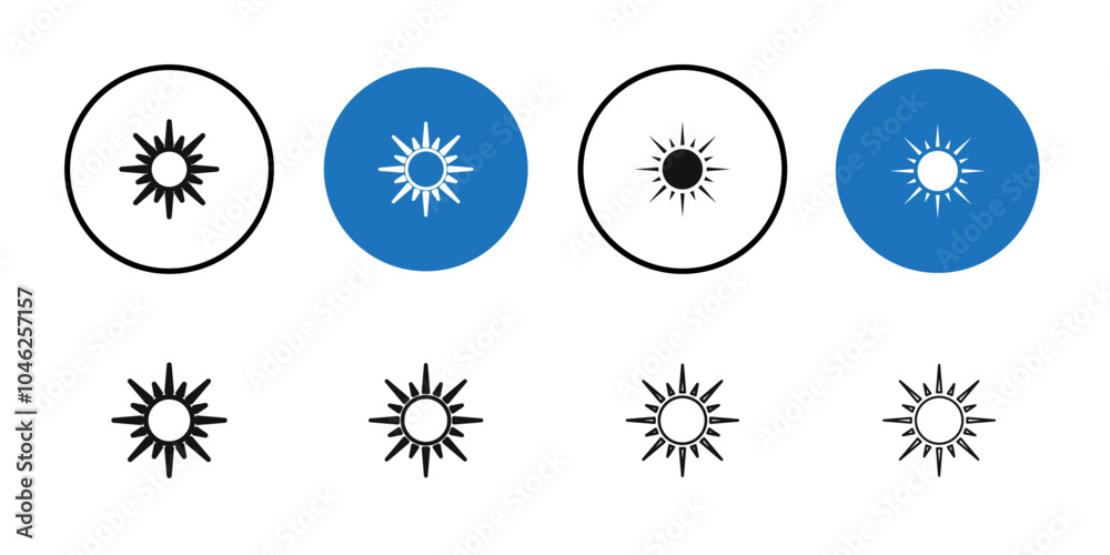 Sun icon Black line art vector logo set Sun icon Black line art vector logo set
