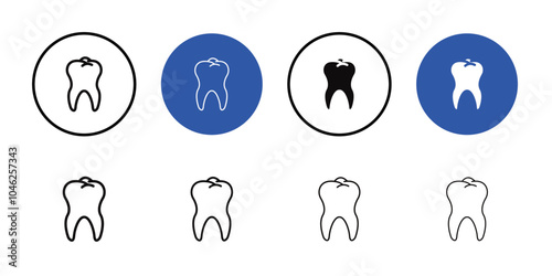 Tooth icon Black line art vector logo set