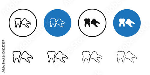Tooth icon Black line art vector logo set
