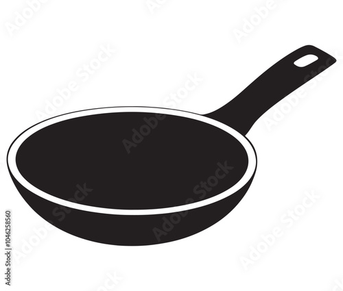 Pan silhouette icon. Frying pan silhouette vector illustration