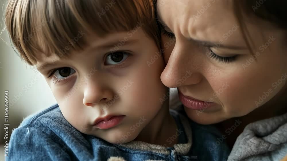 Mother's Deep Concern for Sick Child After Therapy in Clinic Mother's Deep Concern for Sick Child After Therapy in Clinic