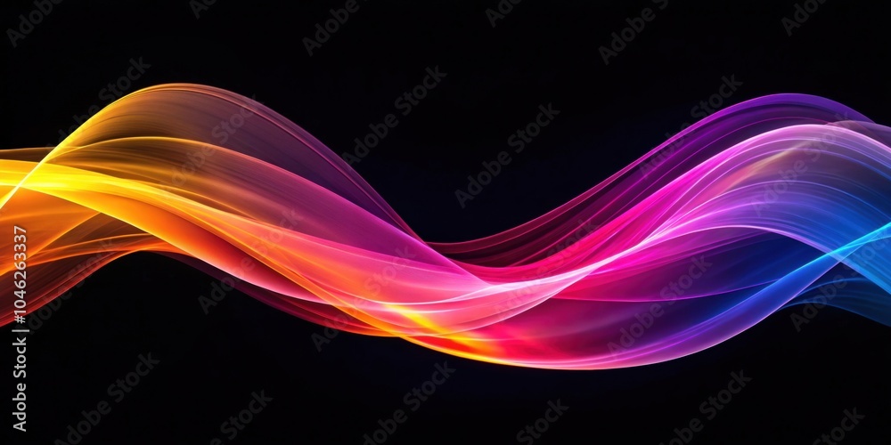 Abstract background of flowing, wave-like ribbons blending from pink, orange Abstract background of flowing, wave-like ribbons blending from pink, orange