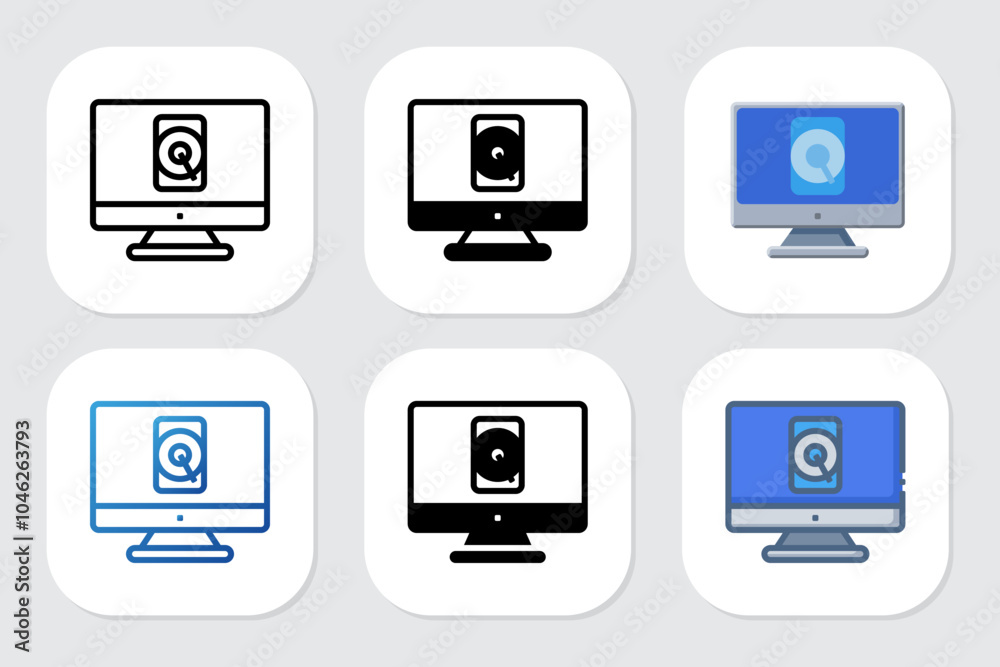 hard disk icons with various design styles hard disk icons with various design styles