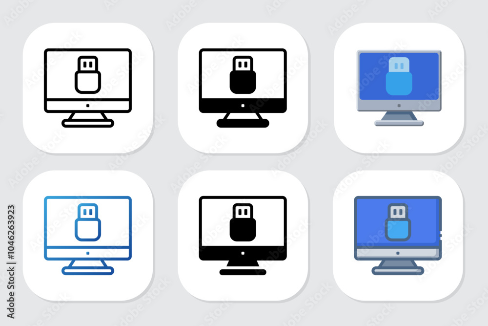 flash drive icons with various design styles flash drive icons with various design styles