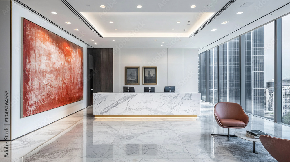Obraz premium A high end office reception with marble flooring