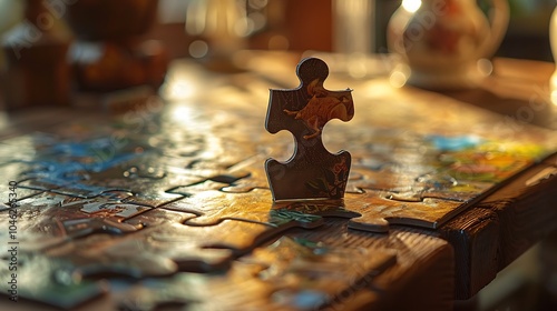 A puzzle piece and a game board collaborating to complete a quest