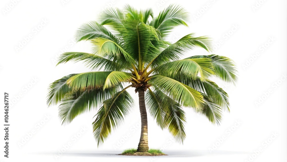 Obraz premium Forced perspective image of coconut tree on white background