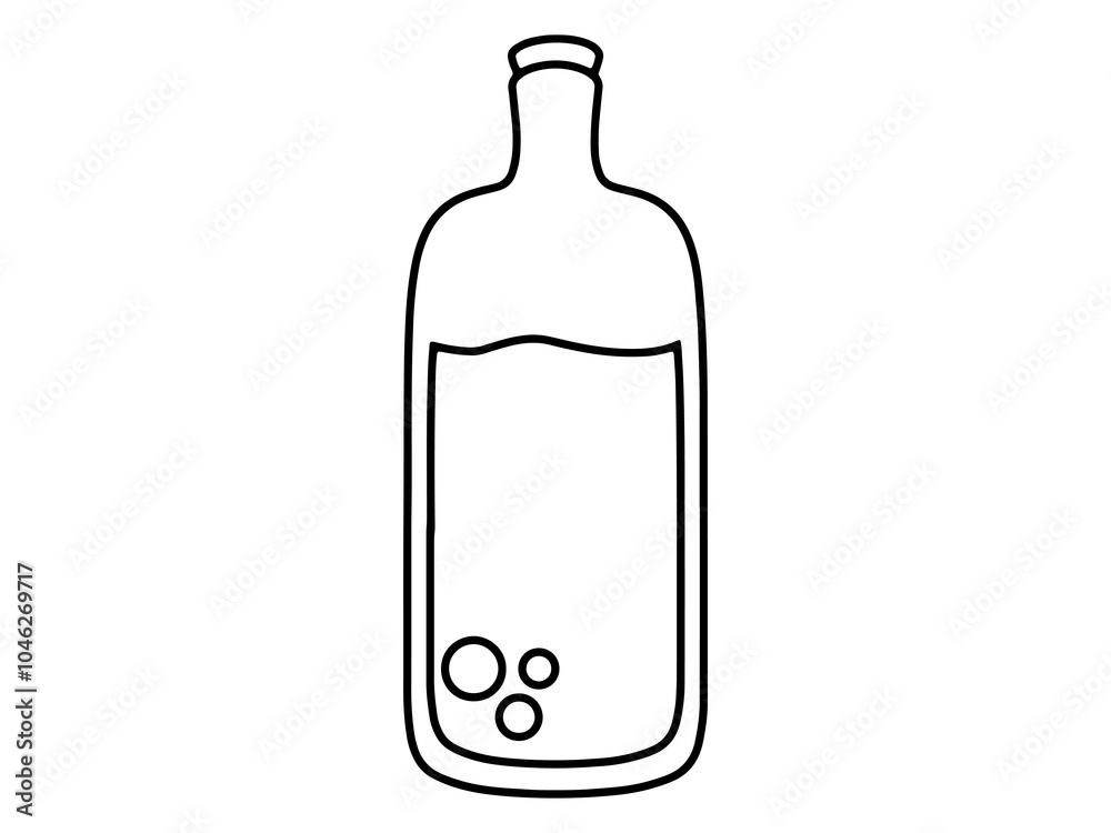 Magicial Potion Bottle Outline Illustration