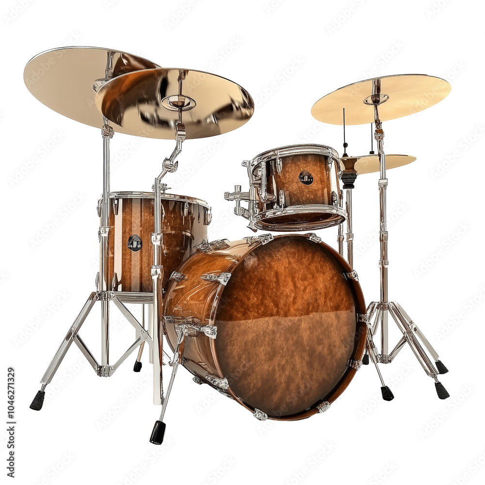 Detailed 3D Drum Set with Shiny Cymbals and Textures Detailed 3D Drum Set with Shiny Cymbals and Textures