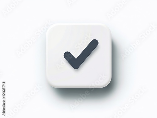 A white square button with a check mark on it