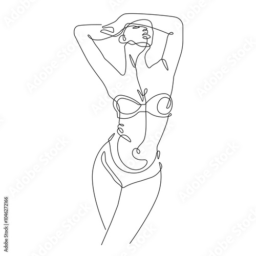 Woman Silhouette Continuous One Line Vector Drawing. Female Figure Contemporary Abstract Drawing. Beauty Fashion Female Body, Elegant Vector Minimalist Art for Fashion Design, Wall Art, Prints