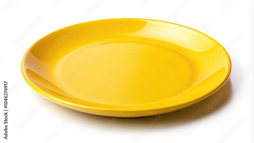 Bright yellow plate isolated against a white backdrop, ideal for food photography, culinary inspiration, and creating stylish table settings with an inviting pop of color. Bright yellow plate isolated against a white backdrop, ideal for food photography, culinary inspiration, and creating stylish table settings with an inviting pop of color.