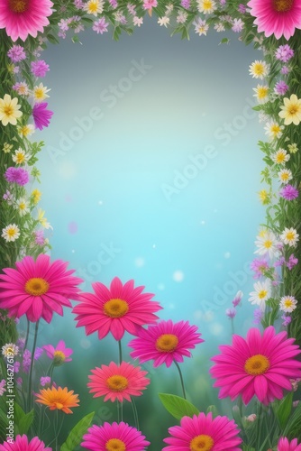 pink flowers frame