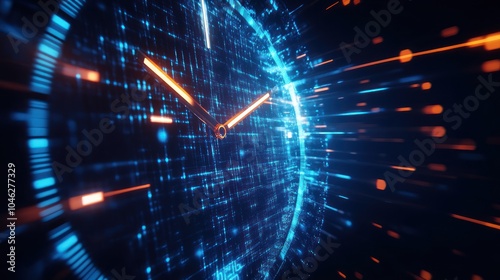 Digital Clock with Blue and Orange Lights