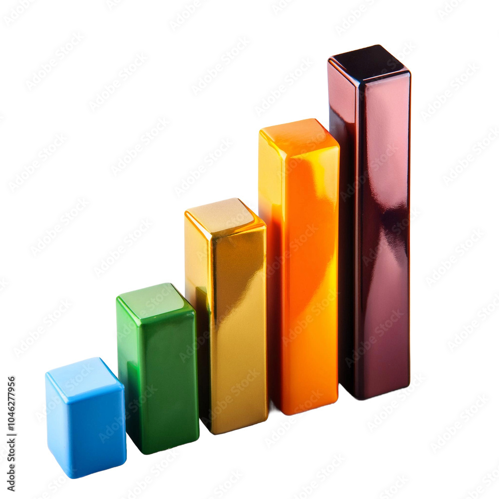 3D Bar Graph Icon isolated on white background