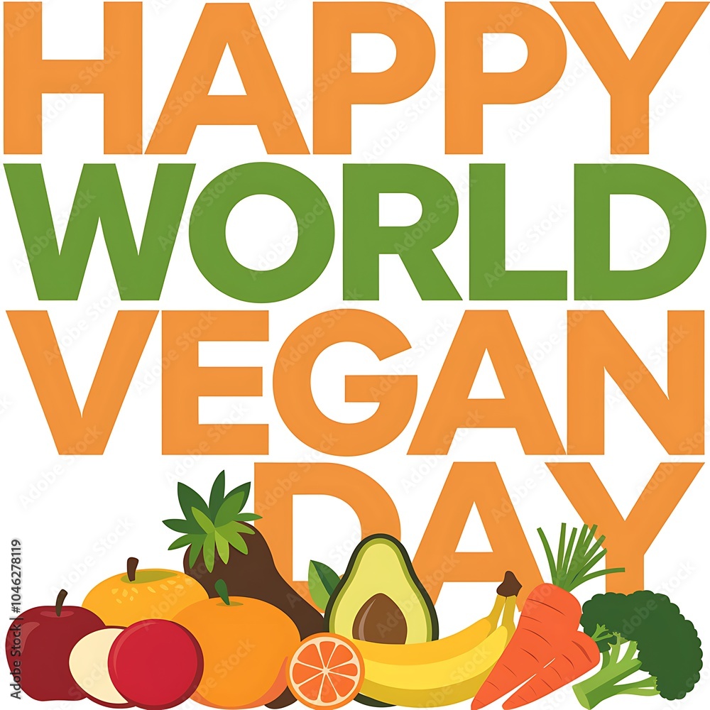 Fototapeta premium Happy World Vegan Day with Fruits and Vegetables