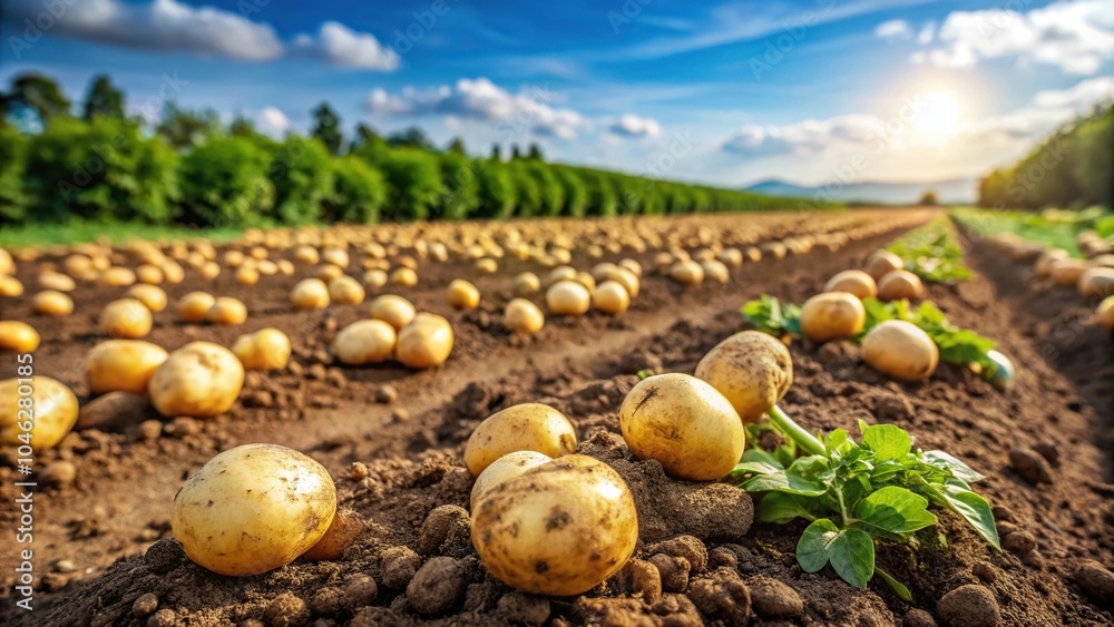 Fototapeta premium ripe potatoes in field ready for harvest