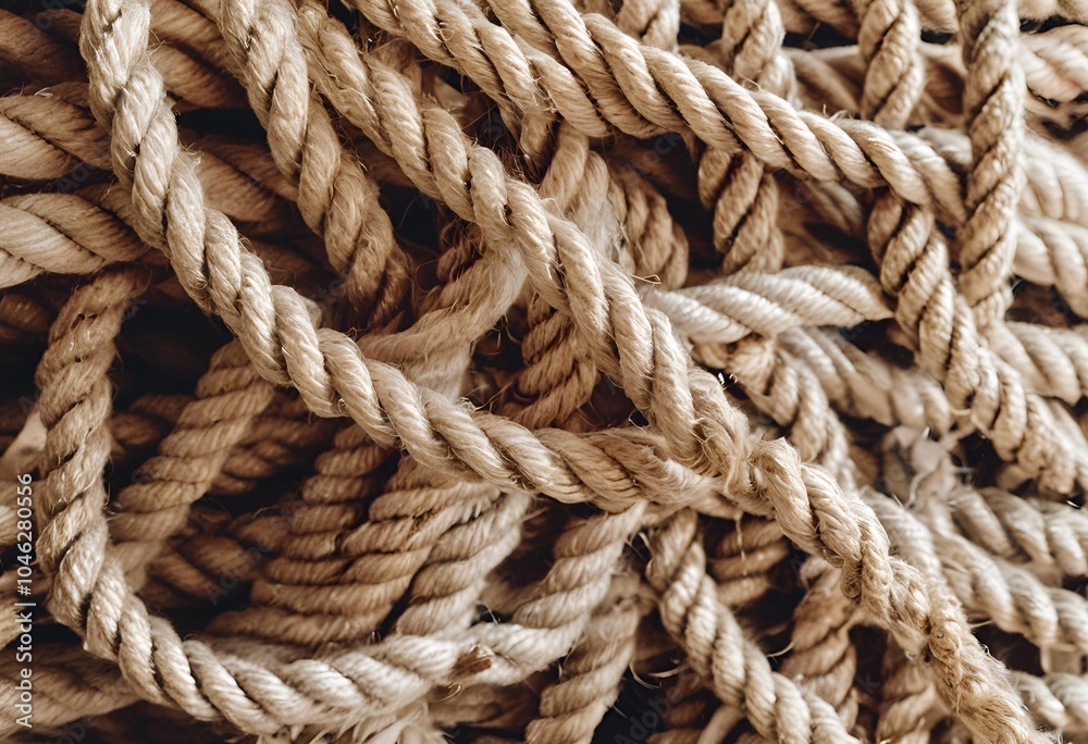 Large pile of used ropes, still durable and ready for reuse in various projects or tasks.
