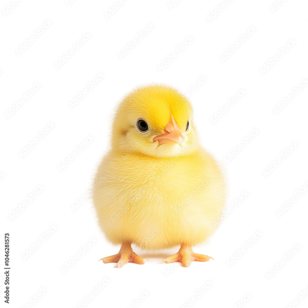 An adorable fluffy yellow chick standing proudly An adorable fluffy yellow chick standing proudly