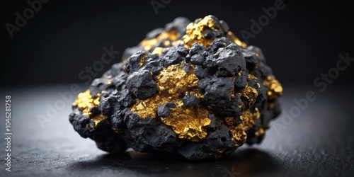 Black volcanic lava rock scoria with gold and platinum , volcanic, lava rock, scoria, black, gold, platinum, natural