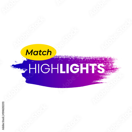 purple gradient Football, Soccer, Cricket match highlights banner text illustration. Sports news Banner template design. 