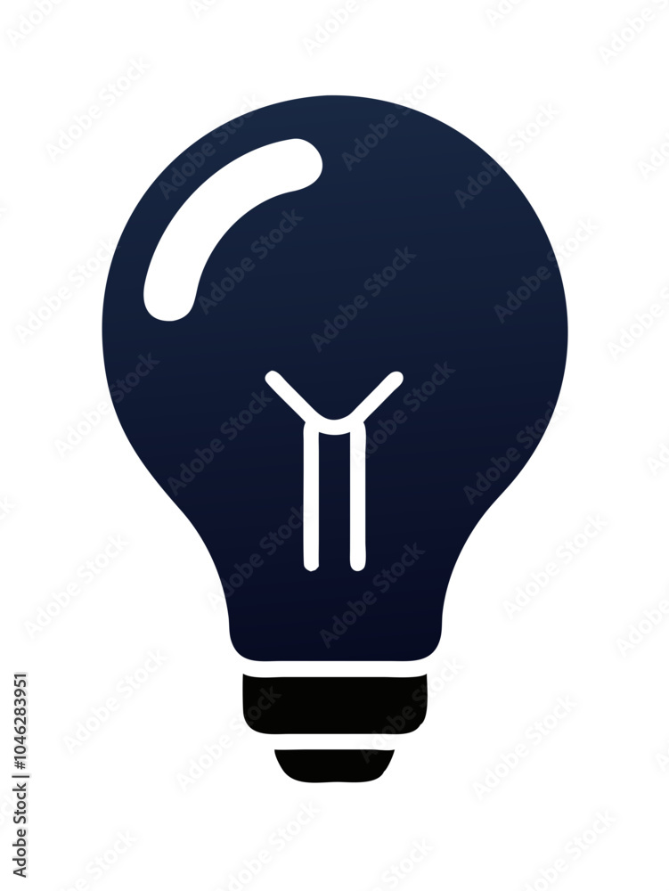 a simple, stylized icon of a light bulb. The bulb is depicted in a solid dark color, with a white outline and a white highlight on the top left side, giving it a shiny appearance a simple, stylized icon of a light bulb. The bulb is depicted in a solid dark color, with a white outline and a white highlight on the top left side, giving it a shiny appearance