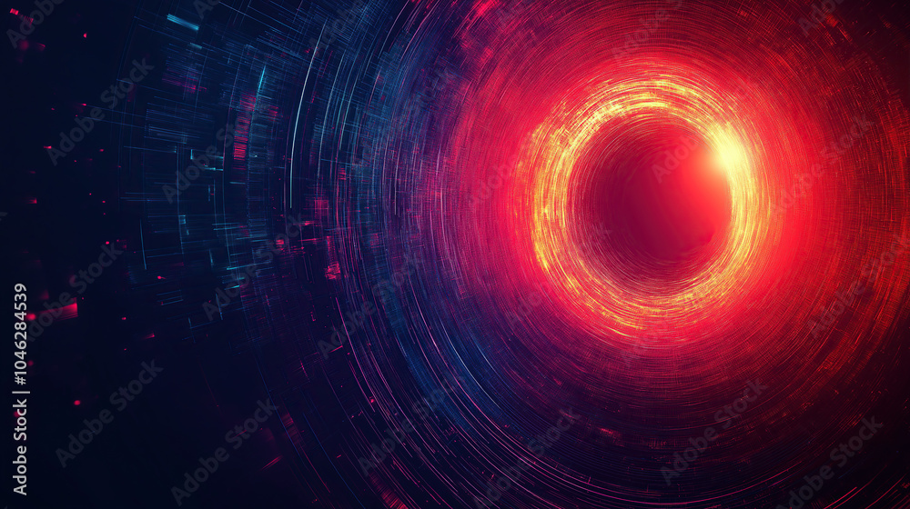 Abstract digital background with a red and blue light effect, a black hole in a space tunnel Abstract digital background with a red and blue light effect, a black hole in a space tunnel