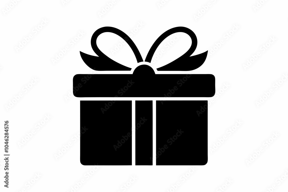 Christmas gift box with ribbon, Gift box icon Silhouette vector illustration Christmas gift box with ribbon, Gift box icon Silhouette vector illustration