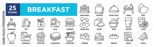 Breakfast icon collection set. Containing design breakfast, morning, meal, delicious, nutrition, fresh