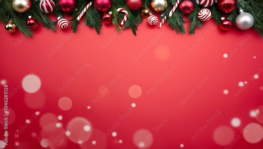 Christmas background with red balls, red christmas background copy space, red decoration xmas background Christmas background with red balls, red christmas background copy space, red decoration xmas background