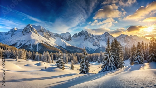 snowy mountain landscape in winter season