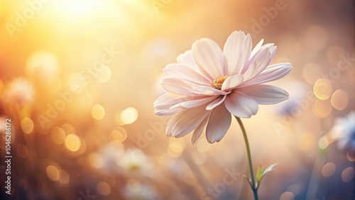 Soft petals of a delicate flower with gentle curves and subtle color gradations against a warm sunlit background, serene atmosphere, floral arrangement, soft petals, soft focus