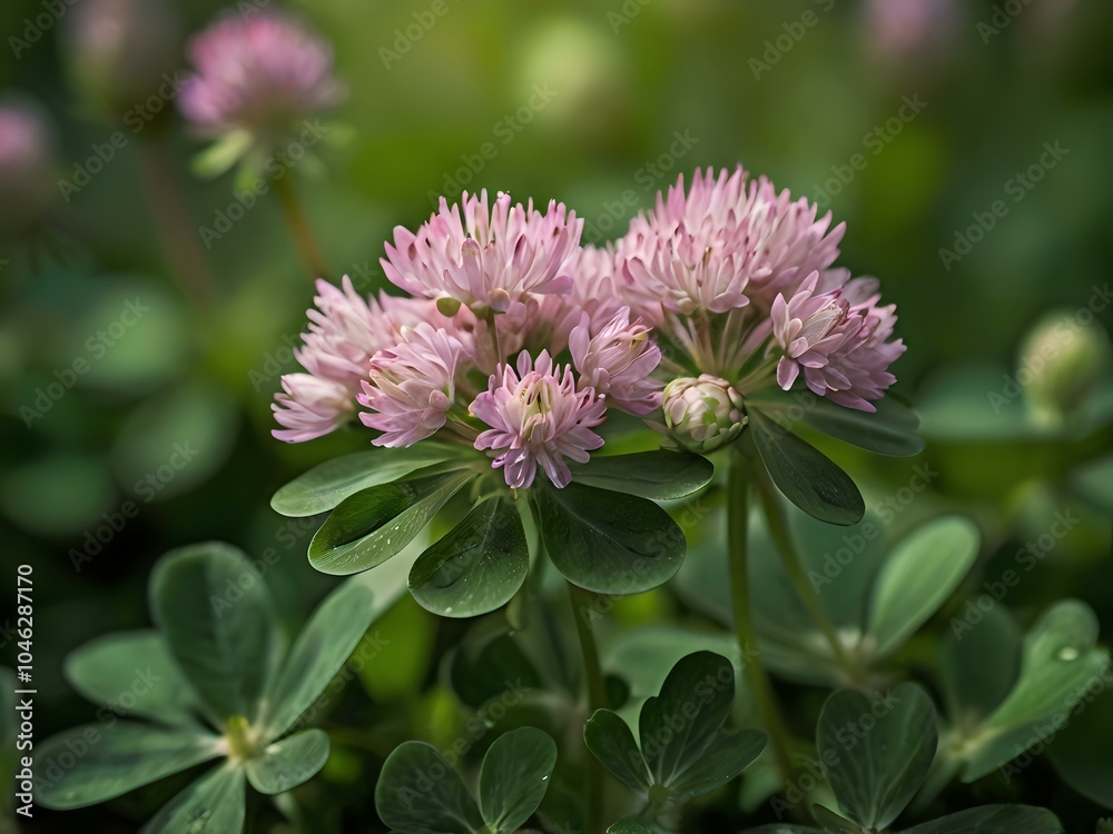 Fototapeta premium Close-up photo of clover flowers taken in the garden next to the house