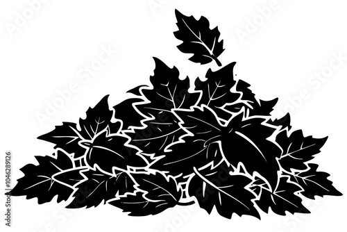 a fall leaf pile element silhouette vector illustration