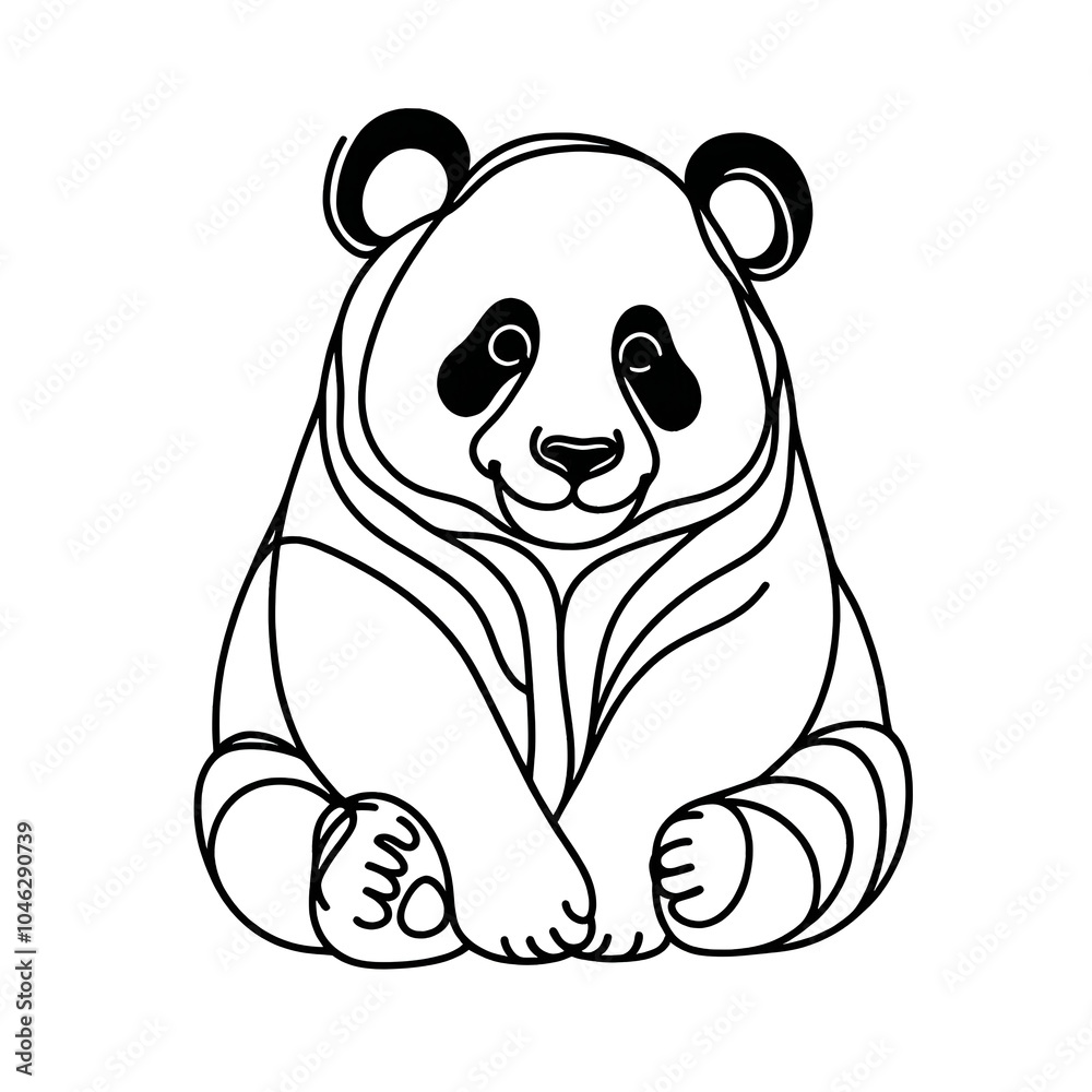 Panda Drawing line art, black and white Panda pencil Drawing Generative AI Panda Drawing line art, black and white Panda pencil Drawing Generative AI