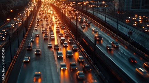 City Highway Traffic at Dusk