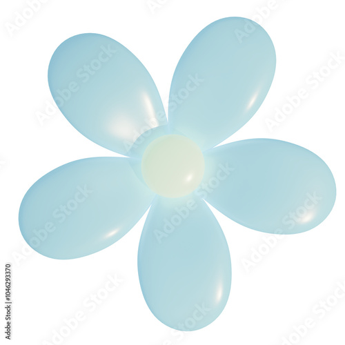 3d icon, 3d illustration, cute flower, glittertexture material, powderblue color,  transparent background, y2k, playful and fun-loving design photo