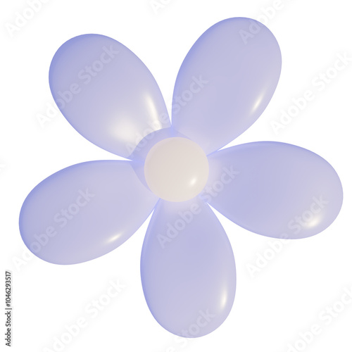 3d icon, 3d illustration, cute flower, glittertexture material, viola color, transparent background, y2k, playful and fun-loving design