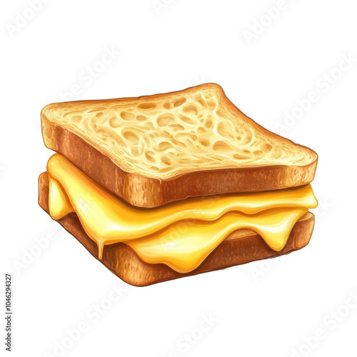 Melted cheddar grilled cheese sandwich, golden crust, gooey texture, comfort food delight, perfect for any meal or snack.