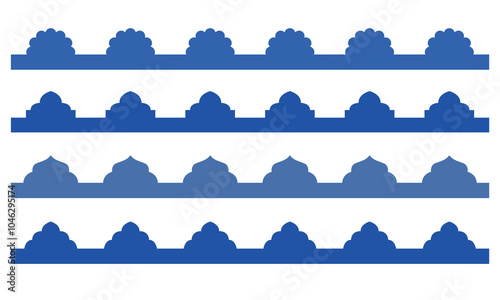 Traditional geometric arabic roof top border. Oriental abstract arch, arc seamless pattern