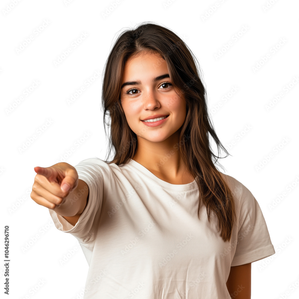Engaged Young Woman Gesturing, Indicating Something of Interest..