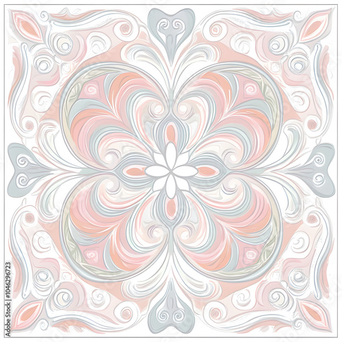 Geometric and Organic Doodle Tile and Carpet Designs with White Borders | Hand-drawn, Abstract, Floral, and Symmetrical Patterns in Soft Pastel and Earth Tones