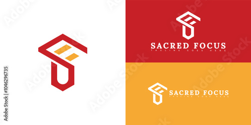 Modern initial vector letter SF or FS logo in red color isolated on multiple background colors. The logo is suitable for online grief counseling logo design inspiration templates. 