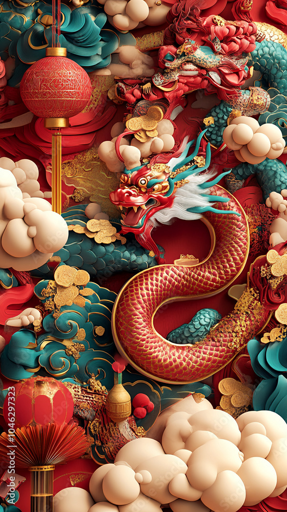 chinese lunar new year with lantern and traditional lion dance background, year of the snake festival celebration background chinese lunar new year with lantern and traditional lion dance background, year of the snake festival celebration background