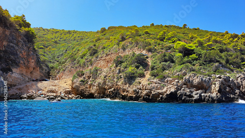 Zakynthos August 2024, amazing multicolored and surprising landscapes, turtle island, Caves in the sea photo